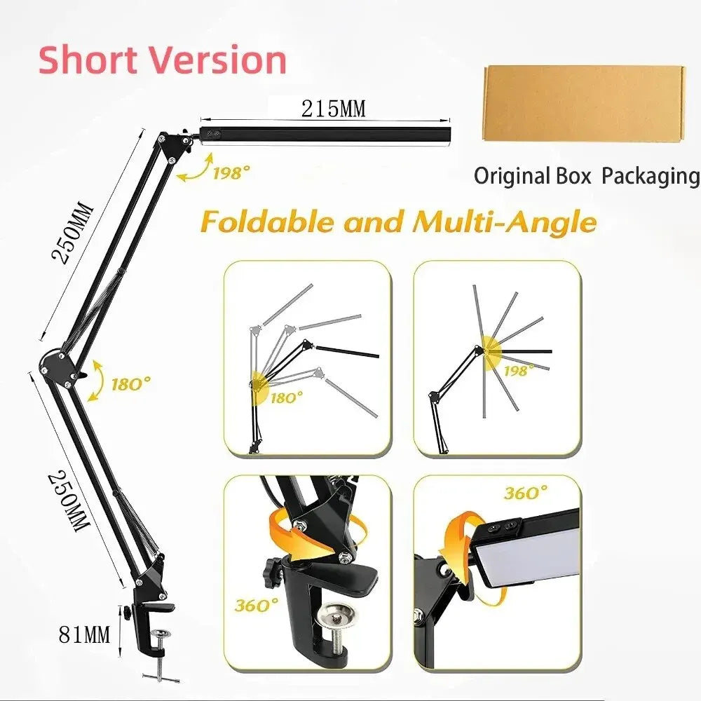 LED Desk Lamp with Clamp – Dimmable Swing Arm Task Light