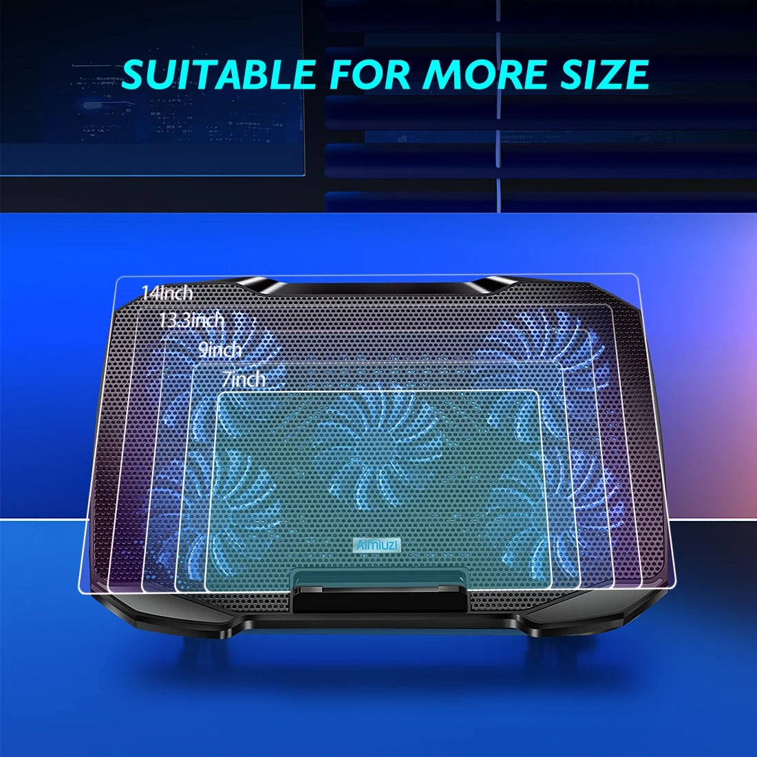 Laptop Cooling Pad with 5 Fans – Adjustable Stand for 12–17" Laptops